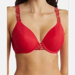 NWT Natori Body Double Lace Trim Full Fit Bra 40DD Red